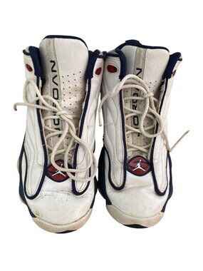 Air Jordan White Navy Red Retro Basketball Shoes Size 6Y